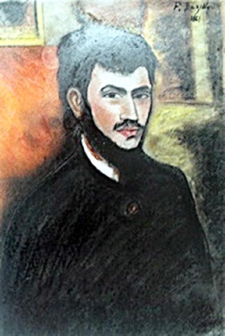 Self Portrait II Pastel Frederic Bazille: bearing the signature and Dated, Pastel Drawing on Paper, in the manner of Frederic Bazille, Size Approx. 19 x 13 inches