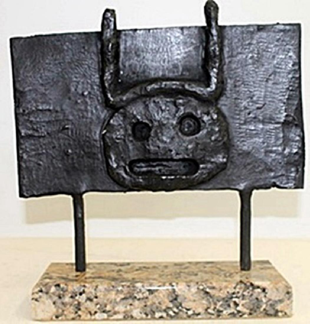 Bronze Sculpture Max Ernst: Bronze Sculpture on Marble Base, signed, Approx. 11" x 10 1/2" x 3 1/2" In.