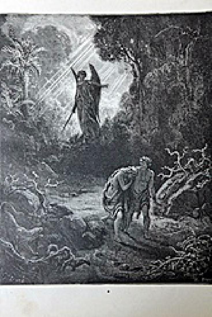 The Dore Bible Gallery "The Expulsion from the Garden": From The Dore Bible Gallery containing one hundred superb illustrations. By Gustave Dore born in the city of Strasburg, January 10, 1833.