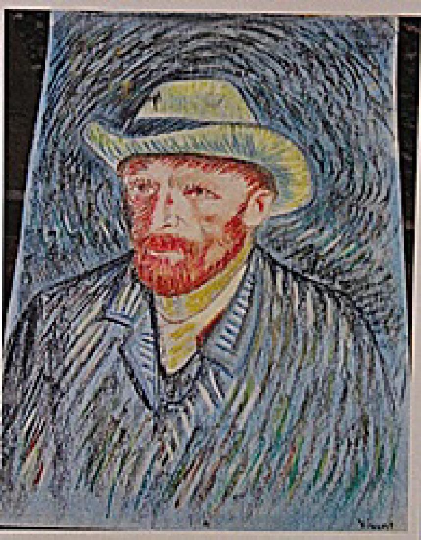 Vincent Van Gogh -Self Portrait: In the manner of Vincent Van Gogh "Self Portrait" pastel on paper circa. 1894, private collection approx. 19x13in. In the manner of Vincent Van Gogh is considered the greatest Dutch painter Rembrandt,