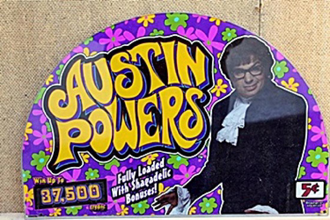 Vintage Collectible Casino Slot Machine Glass "Austin: Vintage Collectible Casino Slot Machine Glass "Austin Powers" 20 x 14 in. (N)