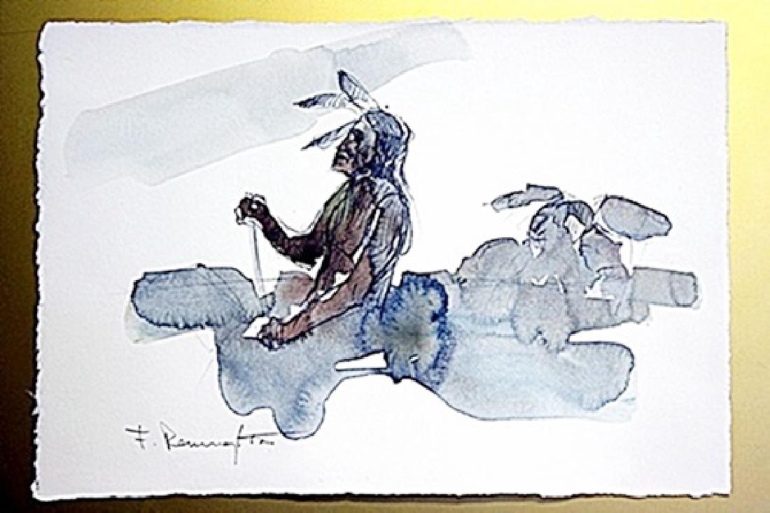 Frederic Remington Original Watercolor on Paper -Two: Original watercolor on paper, "Two Warriors"In the manner of Frederic Remington. Comes beautfully unframed; framing available at an additional cost, and with COA.
