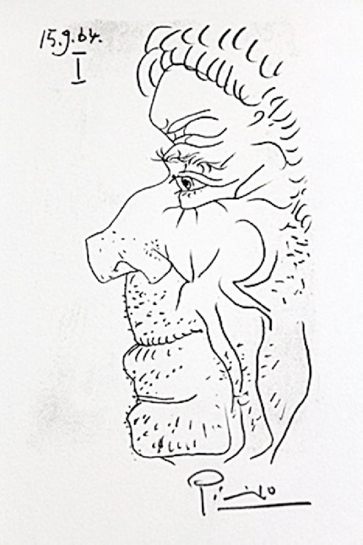 Alter Mann Serigrafie Pochoir 1964 BY Pablo Picasso: HAND PULLED AND SIGNED E. IMAGE SIZE: 13X10". ATTRIBUTED TO PABLO PICASSO. Pablo Ruiz y Picasso, known as Pablo Picasso (25 October 1881 – 8 April 1973) was a Spanish painter, sculptor, printmaker, 