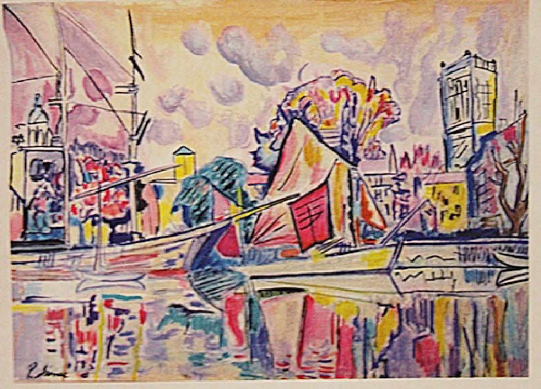 Paul Signac - La Rochelle: In the manner of Paul Signac "La Rochelle" watercolor on paper circa. 1911, private collection approx. 11x8in. Signac was a French Neo-Impressionist painter who, working with Georges Seurat, helped de