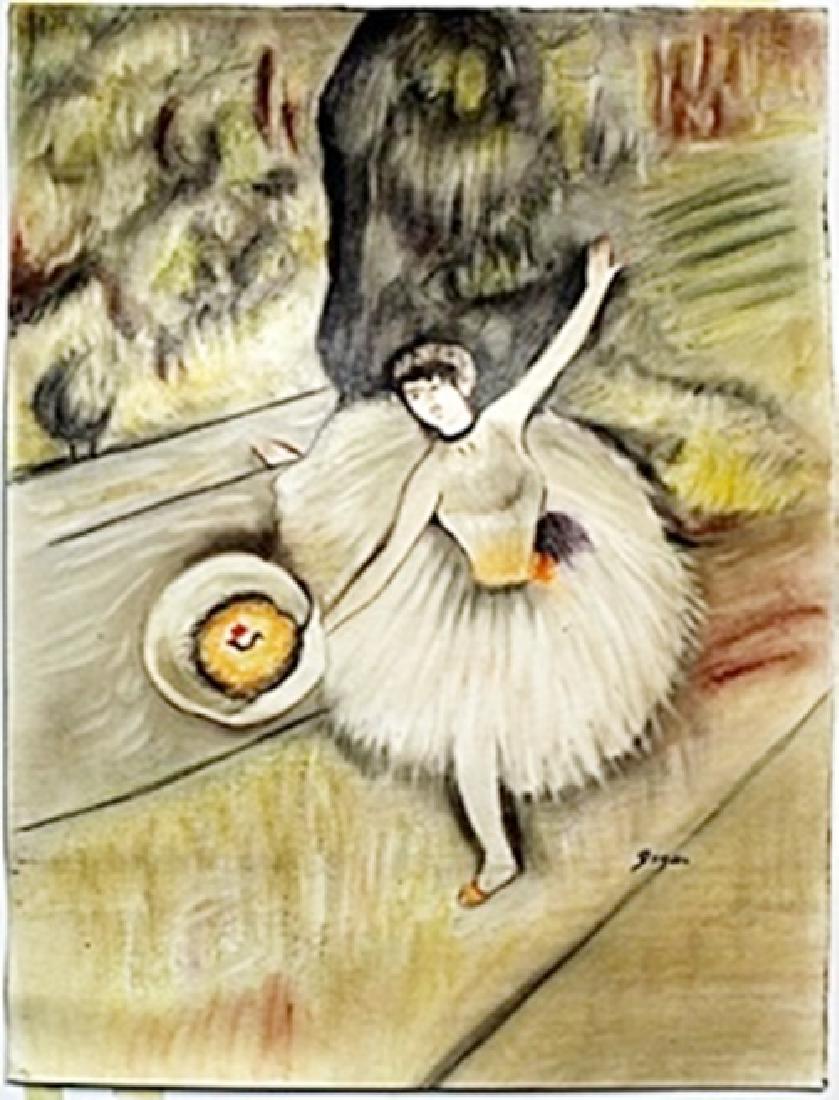 Pastel Drawing on Paper by Edgar Degas: Pastel Drawing on Paper, Hand signed, Size Approx. 18" x 14" in.