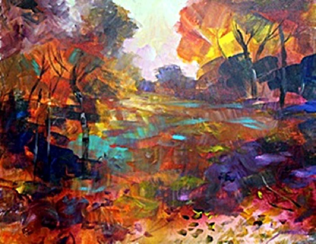 Fall's Last Days by Michael Schofield: Original, Hand Painted Oil Painting on Canvas, signed , Size Approx. 30 x 24In