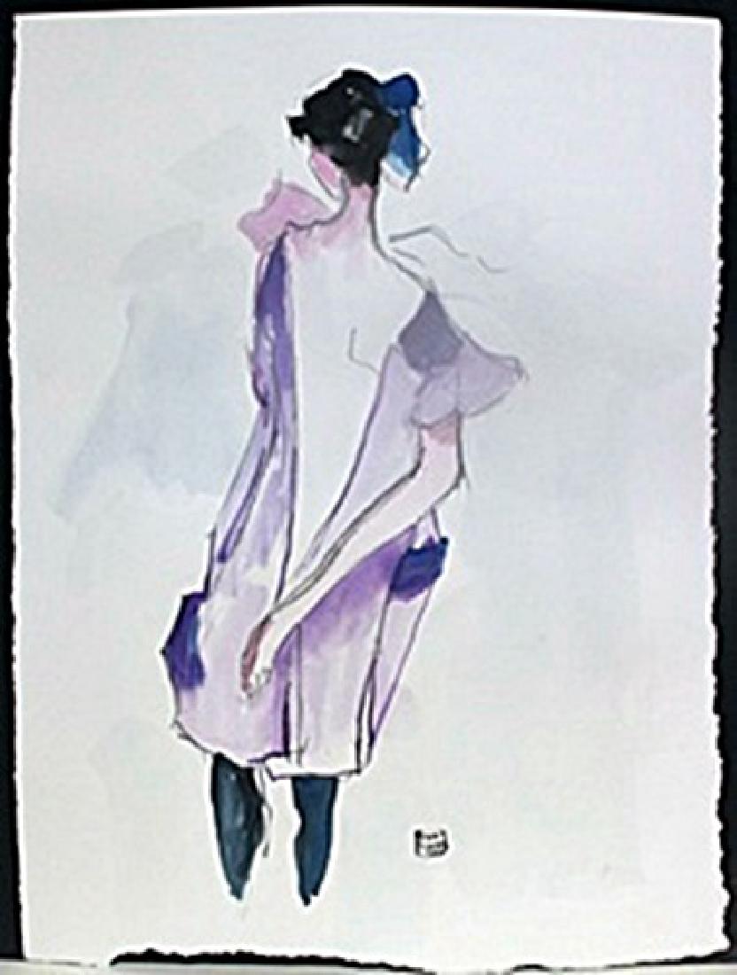 Watercolor Painting; Signed Egon Schiele: Watercolor Painting on Paper, signed Authentic Egon Schiele, Approximately 11" x 15" In.