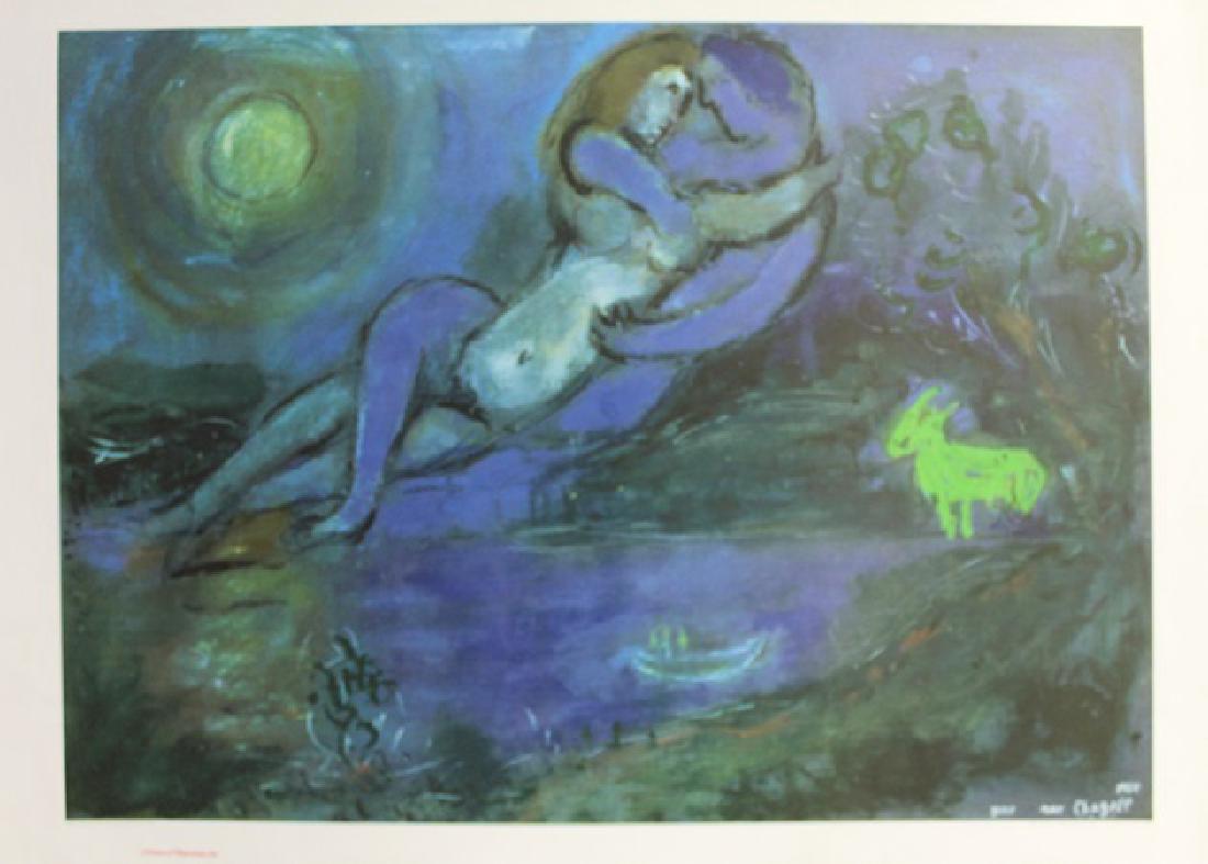 Lithograph "Couple Blew au Borde de L'Eau" By Marc: Lithograph "Couple Blew au Borde de L'Eau" By Marc Chagall, Plate Signed, Size Approx. 34 x 32 In. Marc Zakharovich Chagall (July 6th 1887 – March 28th 1985) "The quintessential Jewish artist of the