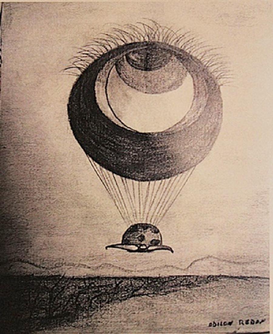 Odilon Redon - The Eye: In the manner of Odilon Redon "The Eye" drawing on paper circa. 1899, private collection approx. 12x9in. Known for his unique blend of artistic naturalism and symbolic subject matter, In the manner of