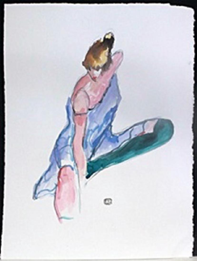 Watercolor Painting; Signed Egon Schiele: Watercolor Painting on Paper, signed Authentic Egon Schiele, Approximately 11" x 15" In.