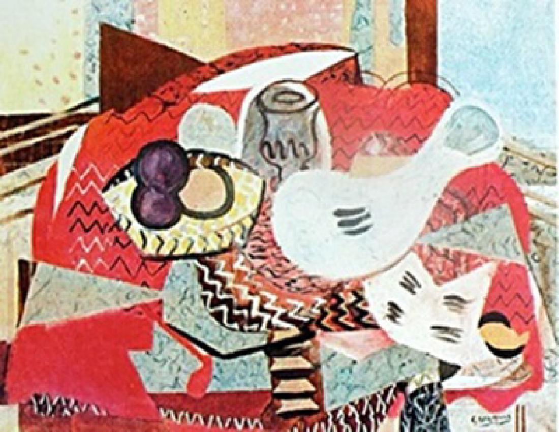 Lithograph Georges Braque: authentic lithograph , Pencil signed Authentic Georges Braque, Approximately 11" x 15" In.