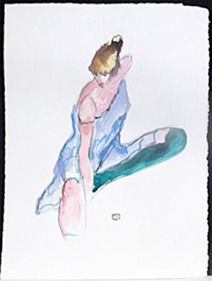 Watercolor Painting; Signed Egon Schiele: Watercolor Painting on Paper, signed Authentic Egon Schiele, Approximately 11" x 15" In.