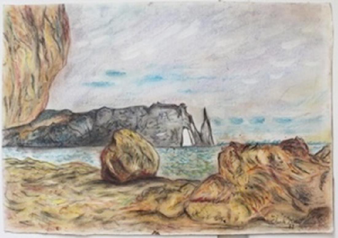 Pastel Painting on Paper by Claude Monet: Hand Signed, Pastel Painting on Paper, Size Approx. 14" x 20" in.