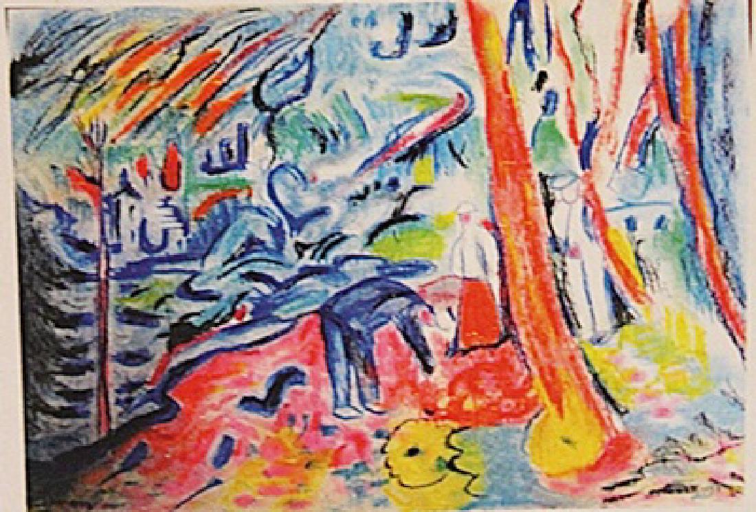 Andre Derain - The Turning Road L'Estaque: Pastel on paper in the manner of Andre Derain "The Turning Road L'Estaque" circa 1910, private collection, unframed dimensions approximately 20x14. André Derain was a French artist, painter, sculptor