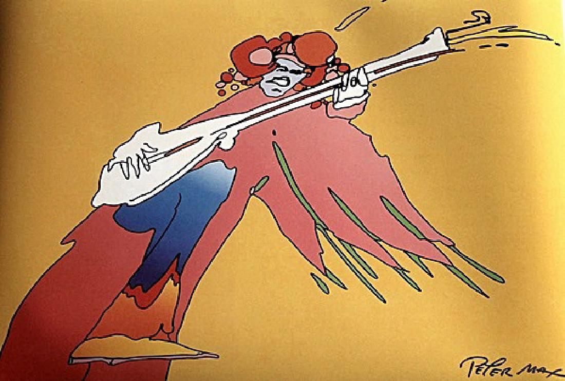 Peter Max Signed Lithograph - Jimi Hendrix: Peter Max Signed Lithograph 1997 Topps "Jimi Hendrix". Peter Max is an American artist known for using bright colors in his work.