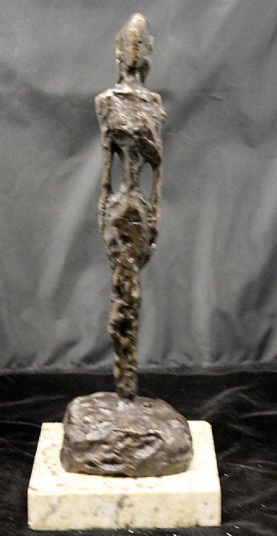 Bronze Sculpture - Alberto Giacometti: In our opinion a work from the artist’s model, originating in his circle and cast during his lifetime or shortly thereafter, in the manner of Alberto Giacometti, Bronze Sculpture on a Marble Base,