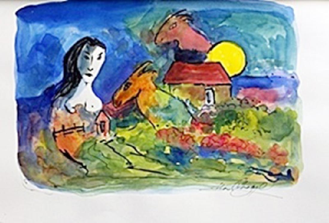 Watercolor Painting; Signed Egon Schiele: Watercolor Painting on Paper, signed Authentic Egon Schiele, Approximately 11" x 15" In.