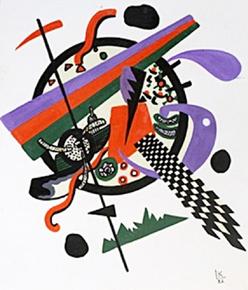 Composition III - Oil on Paper - W. Kandinsky: Oil Painting on Paper attributed to Wassily Kansdinsky, bearing a signature, Size Approx. 16 x 12 Inches