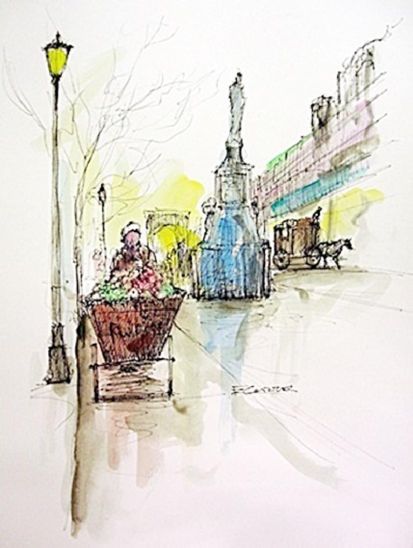 Original Watercolor on paper Signed Eduardo Cortez: Original Watercolor on paper In the manner Eduardo Cortez . bearing the signature. Paper Size: 12"x 16", comes in Beautiful custom matt & frame. In mint condition!