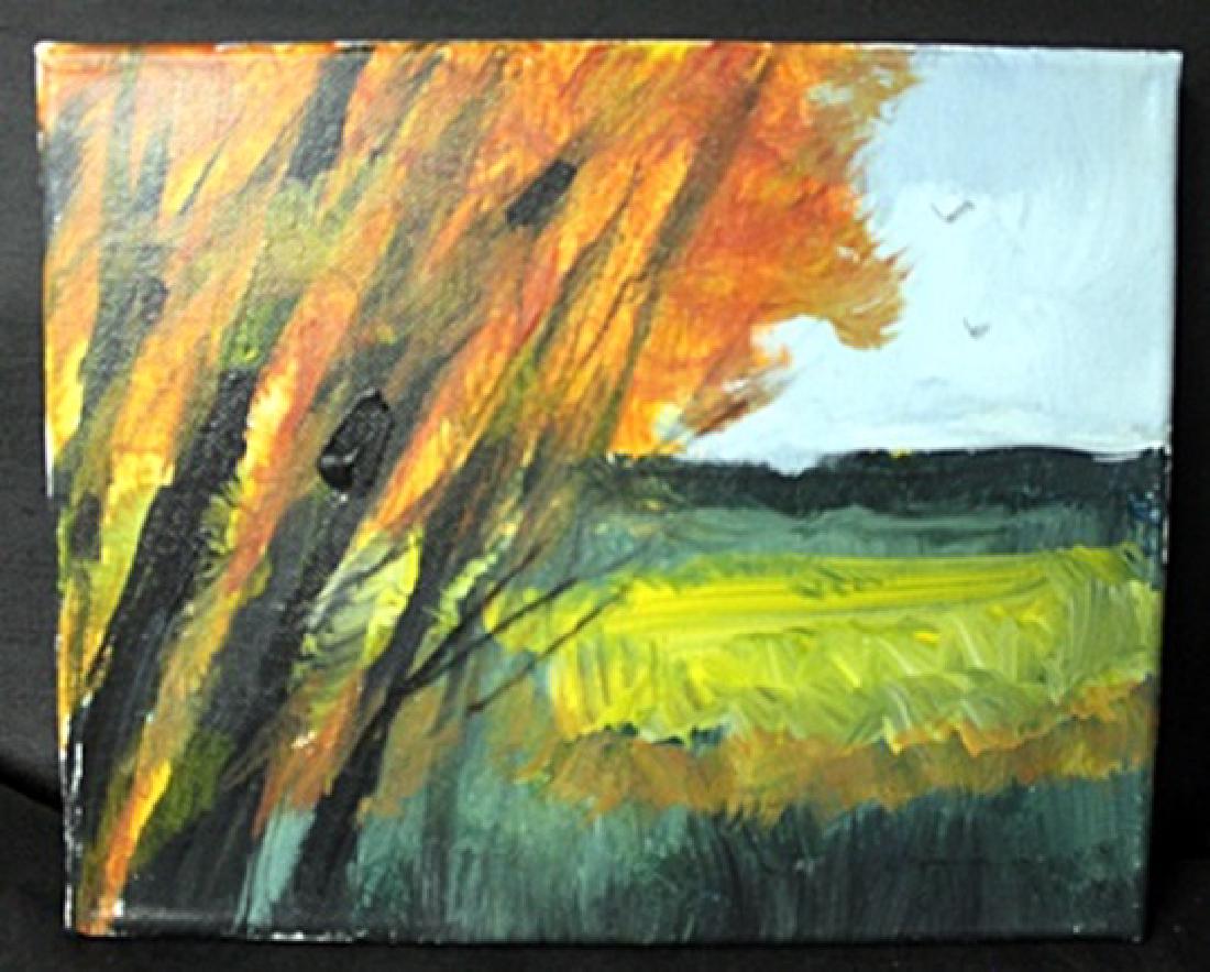 "Two Birds One Sky" By Michael Schofield (117EF): Orignal, Acrylic Paint on Canvas, Approximately 10 x 8 In.