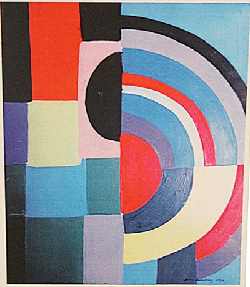 Sonia Delaunay - Discs: Oil on paper in the manner of Sonia Delaunay "Discs" circa 1930, private collection, dimensions are approximately 17x12. in the manner of Sonia Delaunay was a Ukrainian-born French artist, who spent m