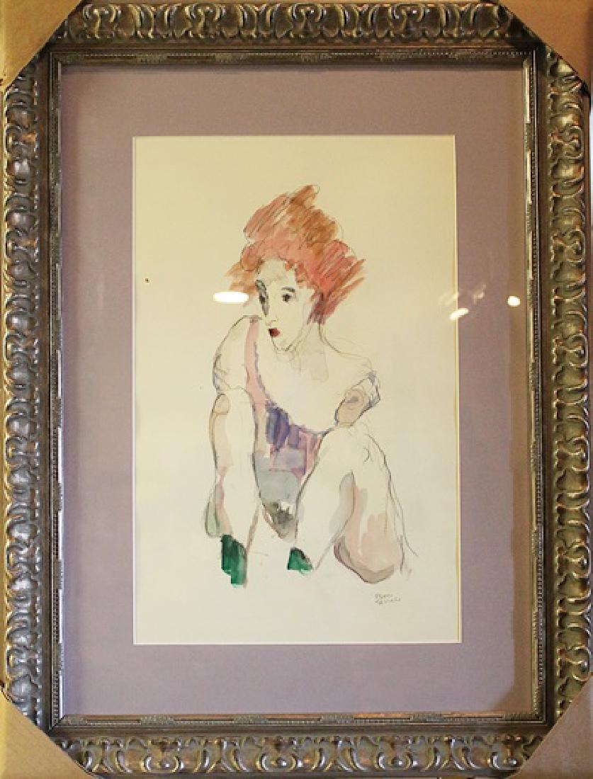 Framed Drawing - Egon Schiele: Framed Drawing attributed to Egon Schiele. Egon Schiele was an Austrian painter. A protégé of Gustav Klimt, Schiele was a major figurative painter of the early 20th century.