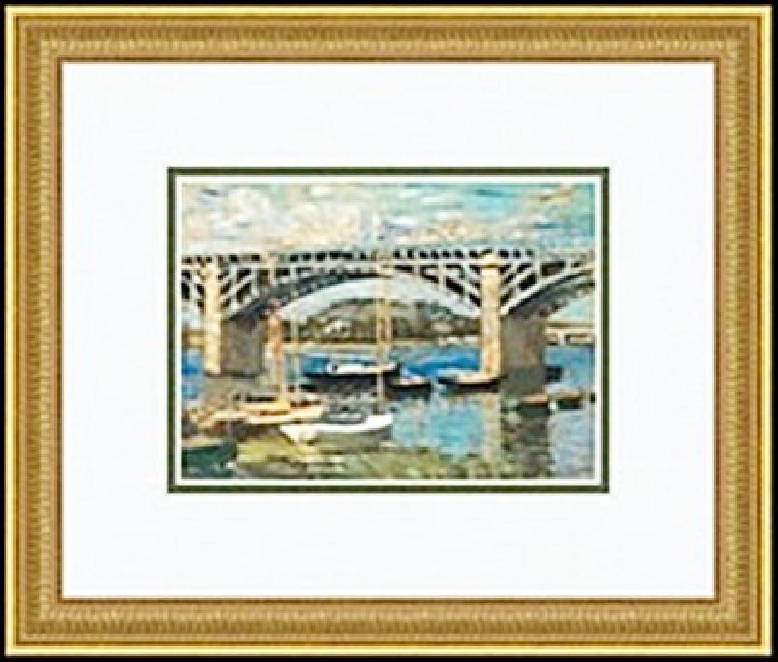 BRIDGE AT ARGENTEUIL CLAUDE MONET: authentic lithograph , IMAGE SIZE: 7X5", FRAMED: 13 3/16X11 3/16"