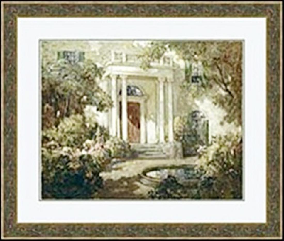FRONT PORCH IN DAPPLED SUNLIGHT ABBOTT FULLER: authentic lithograph , IMAGE SIZE: 28X22", FRAMED SIZE: 39 7/16X 33 7/16"