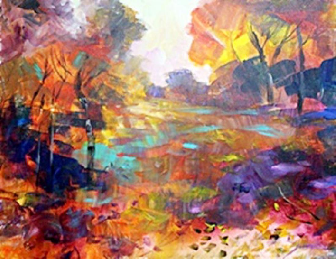 Fall's Last Days by Michael Schofield: Original, Hand Painted Oil Painting on Canvas, signed , Size Approx. 30 x 24In