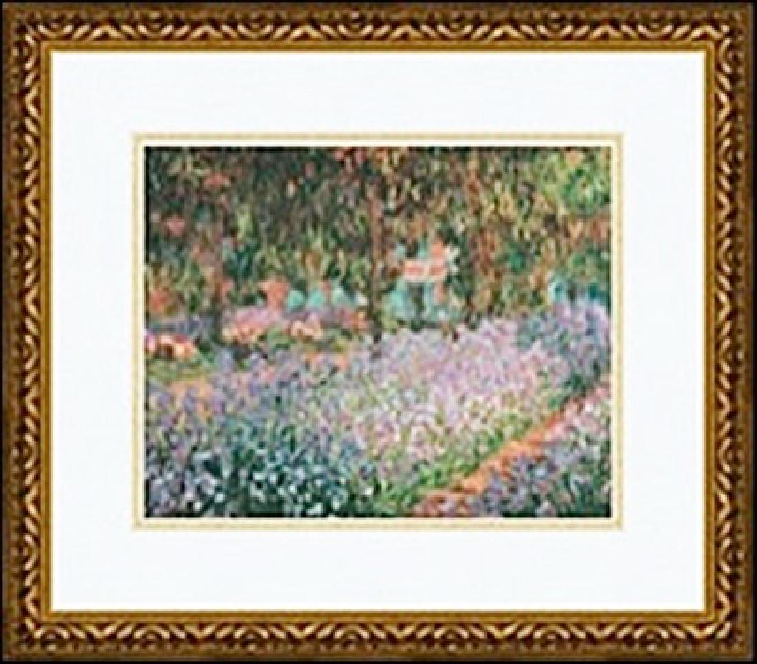 THE ARTISTS GARDEN AT GIVERNY, 1900 CLAUDE MONET: authentic lithograph , IMAGE SIZE: 10X8", FRAMED SIZE; 16 5/16X 14 5/16"