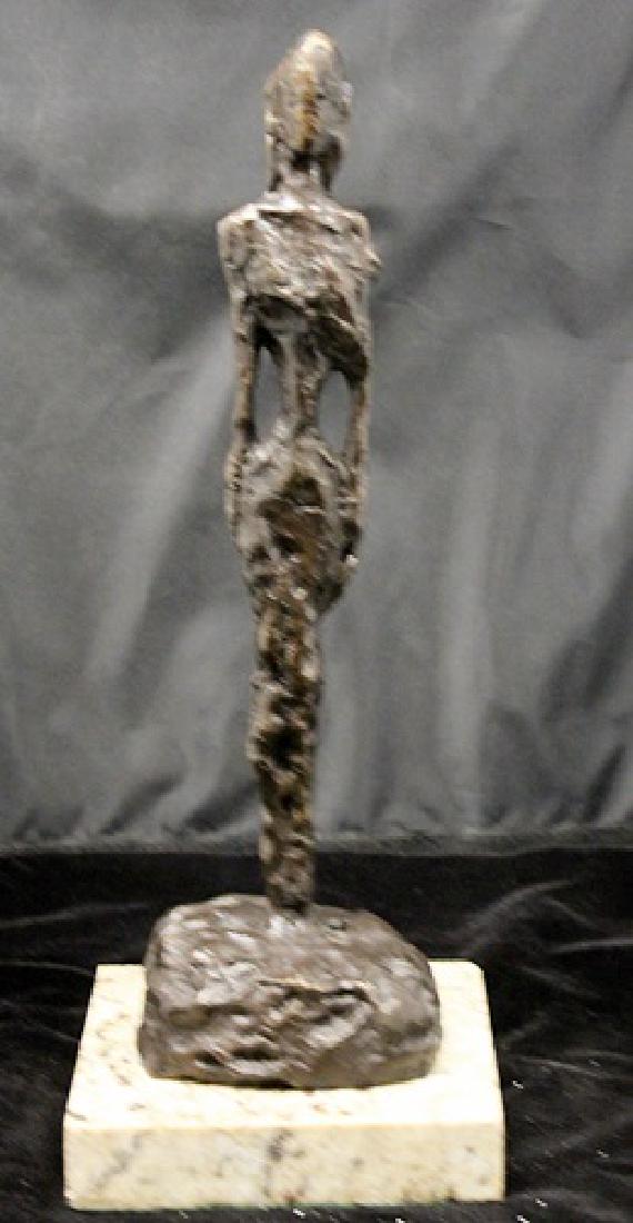 Bronze Sculpture - Alberto Giacometti: In our opinion a work from the artist’s model, originating in his circle and cast during his lifetime or shortly thereafter, in the manner of Alberto Giacometti, Bronze Sculpture on a Marble Base,