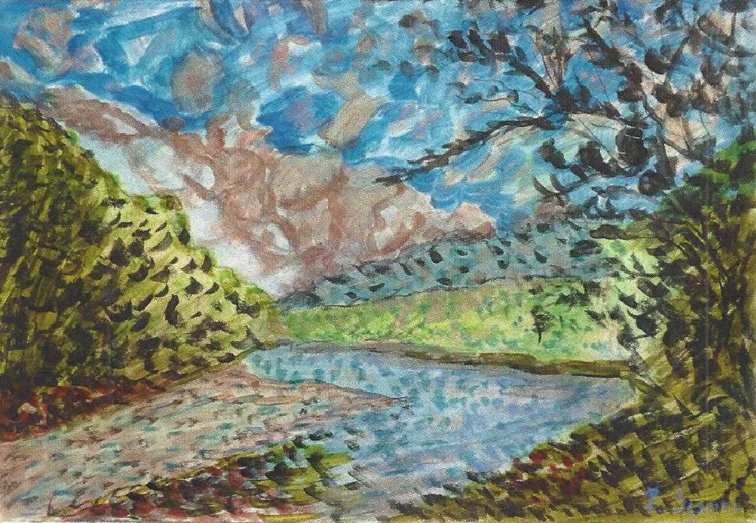 Paul Signac - Pastel On Paper: Pastel on paper by Paul Signac, approx. 20x14 in. Paul Victor Jules Signac was a French Neo-Impressionist painter who, working with Georges Seurat, helped develop the Pointillist style.