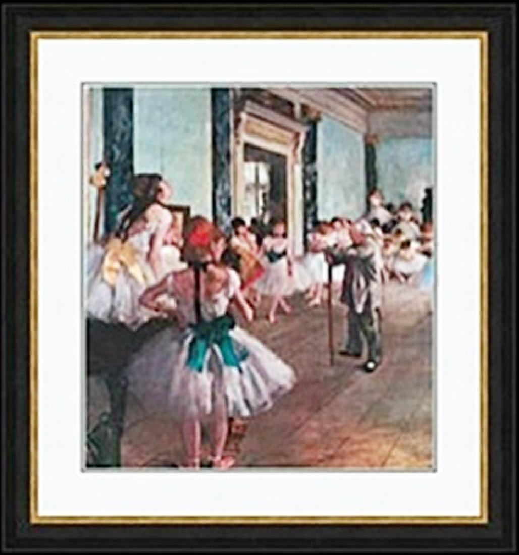 THE DANCING CLASS EDGAR DEGAS: authentic lithograph , IMAGE SIZE: 20X22", FRAMED: 29 15/16X31 15/16"