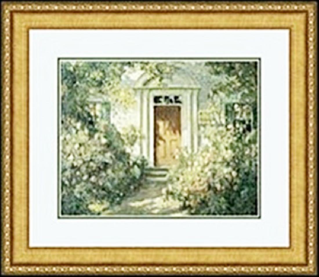 GRANDMOTHER'S DOORWAY ABBOTT FULLER GRAVES: authentic lithograph , IMAGE SIZE: 14X11", FRAMED SIZE; 22 7/8X19 7/8"