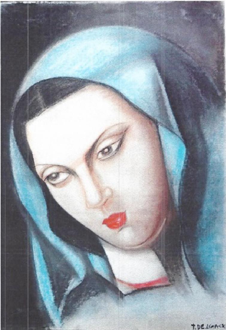 Ms. Rossana - Tamara De Lempicka - Pastel On Paper: Pastel on paper, Tamara De Lempicka approx. 13x19 in. Tamara Lempicka was a Polish painter who spent her working life in France and the United States. She is best known for her polished Art Deco portr