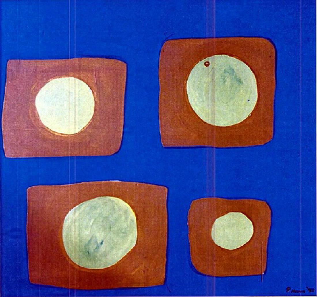 The Town - Patrick Heron - Oil On Paper: Oil on paper, Patrick Heron approx. 15x14 in. Patrick Heron CBE was a British abstract and figurative artist, writer, and polemicist, who lived in Zennor, Cornwall.