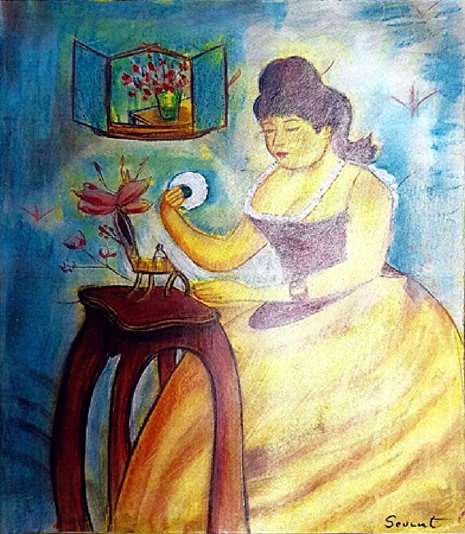 Ms. Clarisse - Georges Pierre Seurat - Pastel On Paper: Pastel on paper in the manner of Georges Pierre Seurat, approx. 19x14 in. Georges-Pierre Seurat was a French post-Impressionist painter and draftsman. He is noted for his innovative use of drawing med