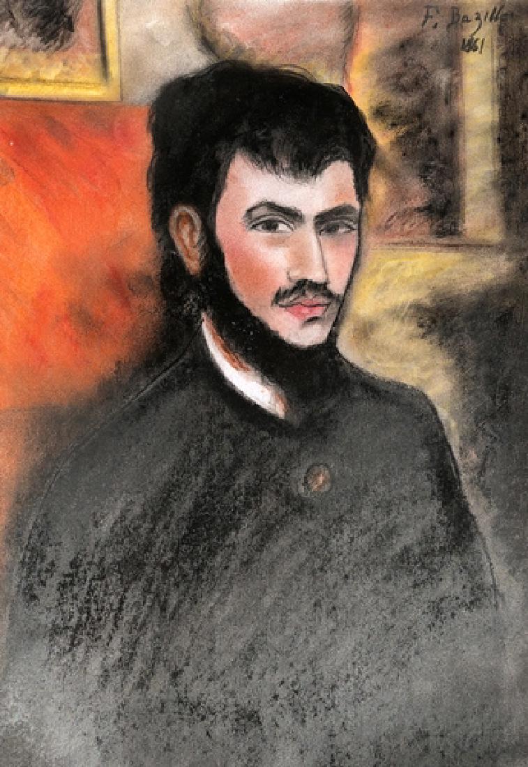 Frederic Bazille - Self Portrait: • Artist: Frederic Bazille (after or the Style Of ) • Title: Self Portaits • Year: 1861 • Dimensions: 19x13 Inches • Medium: Pastel On Paper • Condition: Good