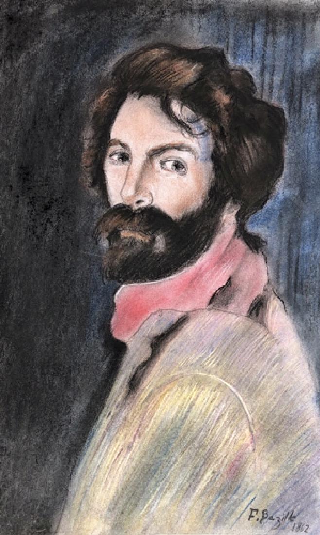 Frederic Bazille - Self Portrait: • Artist: Frederic Bazille (after or the Style Of ) • Title: Self Portrait • Year: 1862 • Dimensions: 19x13 Inches • Medium: Pastel On Paper • Condition: Good