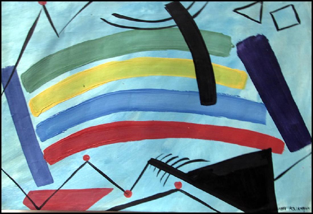 Composition - Max Ackermann In the style of Oil On: • Artist; Max Ackermann • Title: Composition • Dimensions: approximately 19x14 in. • Medium: Oil On Paper “In the style of” works are works by an unknown creator whose style is strongly un