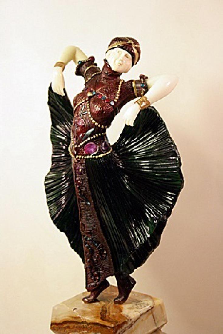 Butterfly Dancer - Bronze Sculpture - Chiparus: In our opinion a work from the artist?s model, originating in his circle and cast during his lifetime or shortly thereafter, in the manner of Chiparus, broze sculpture, Butterfly Dancer. Base bearing 