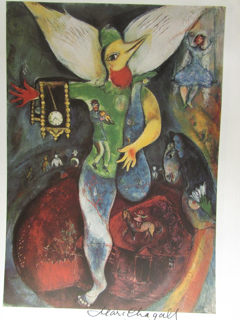 Signed Lithograph - Marc Chagall H129: Signed March Chagall lithograph. Marc Zakharovich Chagall was a Russian-French artist of Belarusian Jewish origin. An early modernist, he was associated with several major artistic styles and created 
