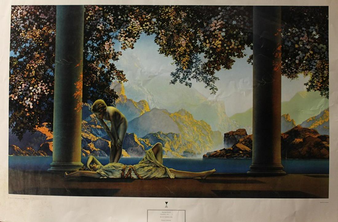 Daybreak - Maxfield Parrish - Lithograph: Lithograph by Maxfield Parrish. Maxfield Parrish was an American painter and illustrator active in the first half of the 20th century. He is known for his distinctive saturated hues and idealized neo-