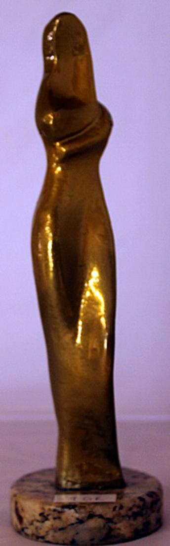 Gold over Bronze Sculpture - after Alexander Archipenko: Gold Over bronze Sculpture, Size Approx. 10" x 3" x 3" in.