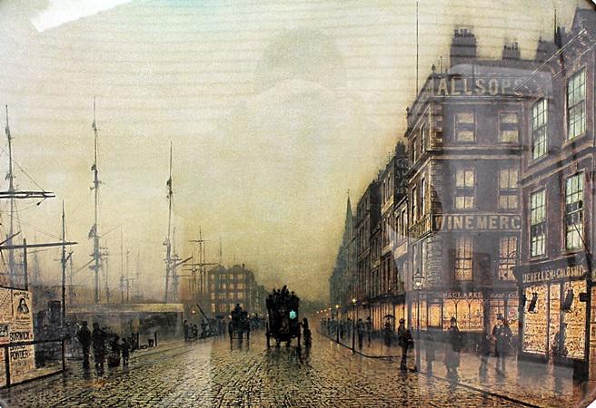 Liverpool Quay by Moonlight 1887 - Atkinson Grimshaw -: Lithograph by Atkinson Grimshaw. John Atkinson Grimshaw was an English Victorian-era artist known for his breathtaking city night-scenes and landscapes. He is considered one of the most renowned paint