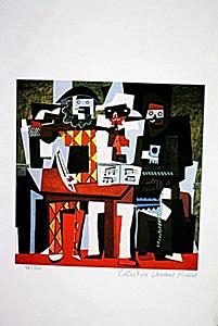 "After" Picasso Limited Edition - 3 Musicians: "After" Pablo Picasso limited edition, "3 Musicians". From the Collection Domaine Picasso out of edition of 500. Number will vary. Comes with COA.