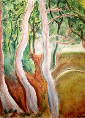 The Turning Road - Andre Derain - Pastel On Paper in: Pastel on paper, in the style of Andre Derain, approx. 17x13 in. André Derain was a French artist, painter, sculptor and co-founder of Fauvism with Henri Matisse.