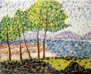 Boats At Collioure - Andre Derian - Paste On Paper in: Pastel on paper, in the style of Andre Derain, approx. 17x13 in. André Derain was a French artist, painter, sculptor and co-founder of Fauvism with Henri Matisse.