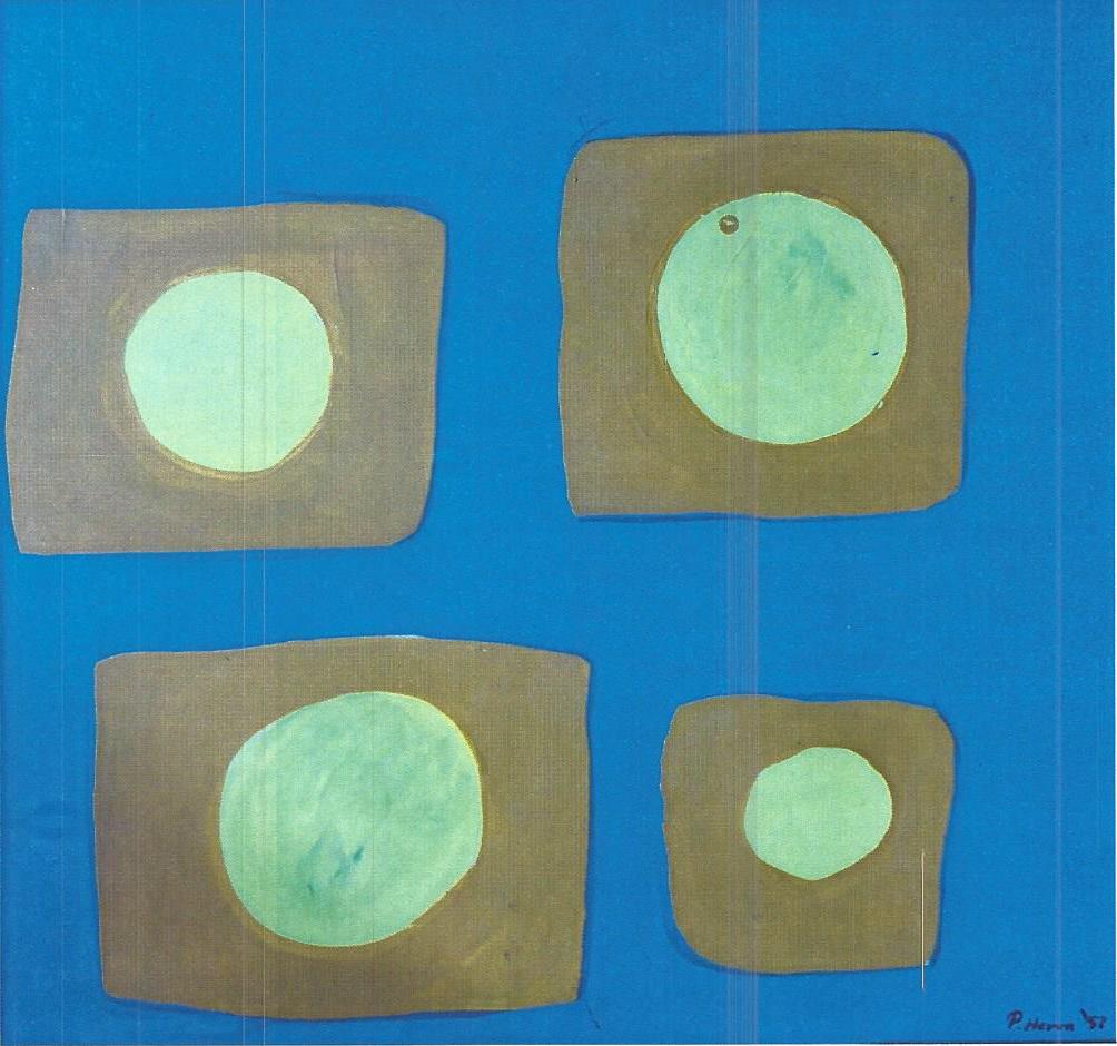 The Town - Patrick Heron - Oil On Paper In The Style: • Artist:Patrick Heron • Title: The Town • Dimensions: approx. 15x14 in. • Medium: Oil on paper “In the style of” works are works by an unknown creator whose style is strongly under the in