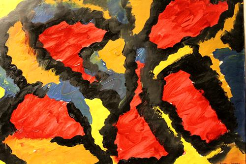 Laney - In they style of James L. Brooks - Oil On Paper: Oil on paper in the style of James L. Brooks "Laney" approx. 19x13 in. James Brooks was an American muralist, abstract painter, and winner of the Logan Medal of the Arts.